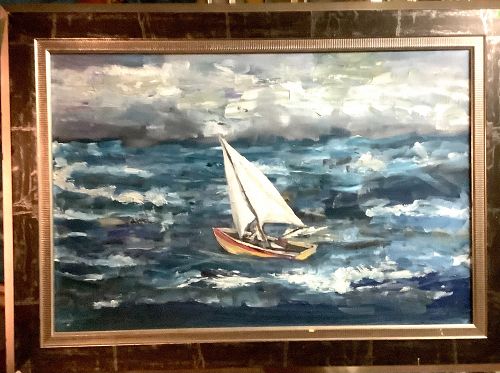 Anne Lane American Artist-The Stormy Sea, Oil 20x30”
