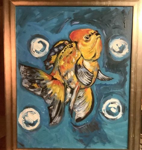 Anne Lane American Master Artist-The Tropical Fishi,Oil 30x24”
