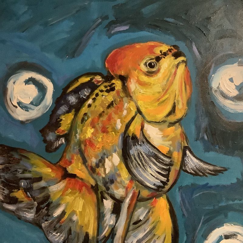 Anne Lane American Master Artist-The Tropical Fishi,Oil 30x24”