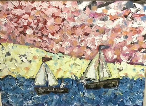 Anne Lane American Master Artist-Pink Sky And Sailing,38x48”