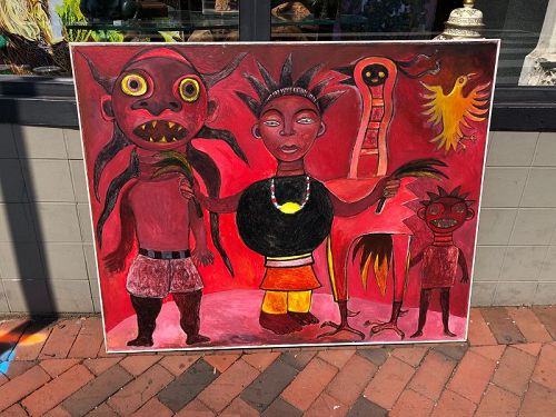 Ivory Coast Born Artist Ephrem Kouakou-Red Demons” Oil 40x50
