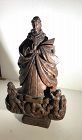 Portugal Early Eighteenth Century Santa Maria Fruitwood Sculpture 18”