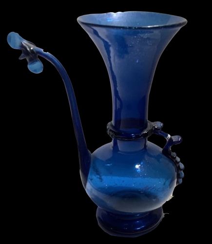 Rare Persian Antique Amphora Shape Art Glass Cobalt Blue 8” tall