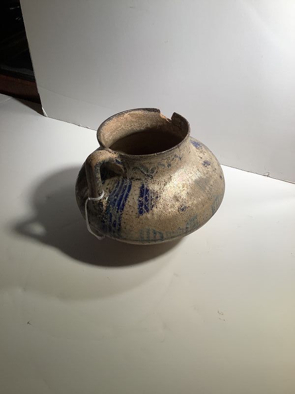 Persian Antiquity Seljuks Dynasty Polychrome Vessel with Handle Rare
