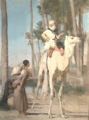 French Artist Gustave A. Guillamet Orientalist Pastel 42x30”