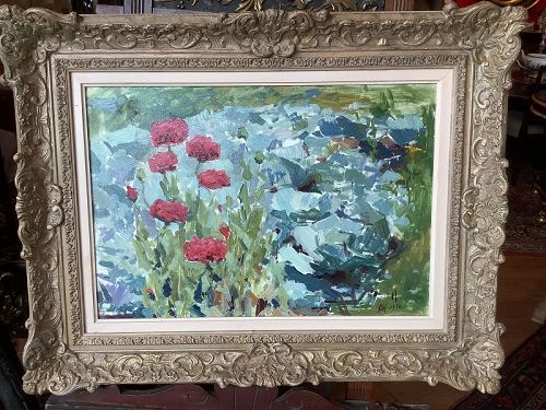 A. H. Signed Original The Poppies” Framed Oil 14x18” dated 1970 L.