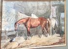 Attributed to J F Herring 1795-1865” Equine Study Watercolor 9x12