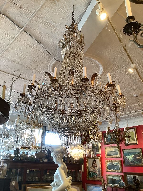 Antique Italian Crystal Chandelier Circa 1870 12 candle 32x48”