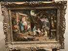 English Genre Scene Circa 1830 Family Oil 14x19”