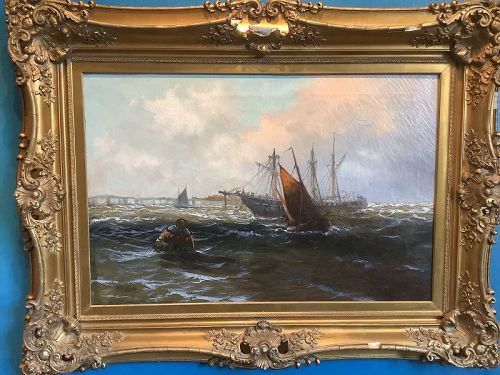 English Artist G.Sutliffe “Off The English Coast” Oil 21x30”