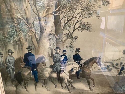 Surrender Of Gen.Lee 1866 Lithograph Hand Colored 22x25”