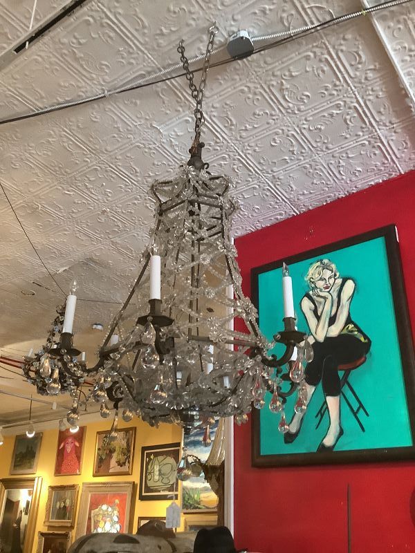 Czechoslovakian Chandelier 1920 Electrified 36x24”