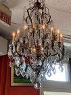 French Bronze & Crystal Louis XVI Style 20 Light Chandelier  36x28”