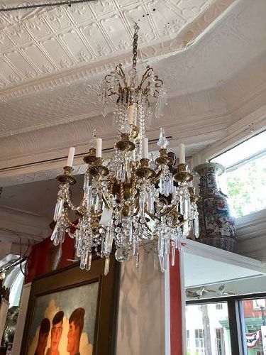 Franco-Italian Gilded Bronze Crystal Chandelier 2nd Empire Style