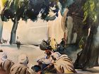French Orientalist Antoine Beau… “The Arab Meet” Watercolor 15x20” C.