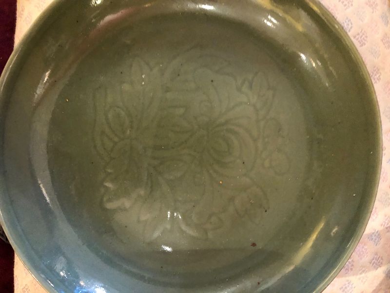 Chinese Celadon Pottery Charger Late Qing Dynasty 15 1/2 inch