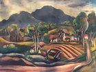Japanese American Artist Sakari Suzuki 1899-1955 Modernist Landscape