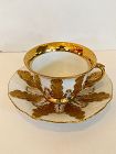Meissen Porcelain Cup and Saucer with Gold Leaves