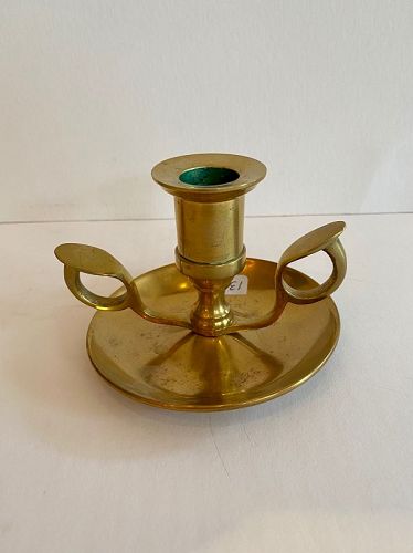 English Brass Chamber Stick with Double Handles