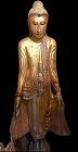 Important Mandalay Buddha Carved Gilt wood Sculpture 64”