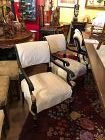 Set of 8 French Louis XVI Black Lacquer & Gilt Armchairs Chairs