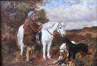 English Hunting Scene Oil 17x21”  Unsigned