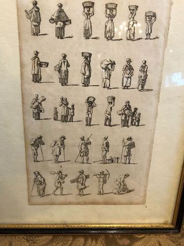 18th Century Etching “Rustic Figures” 9”x5”