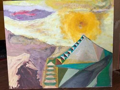 Max Kassler Abstract Master1905-1992, “ Pyramid” Oil 20x24