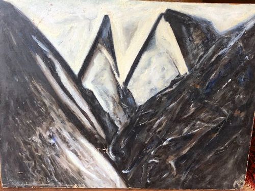 “Abstract Mountain Peaks” By American Artist Max Kassler, Oil 17x23”