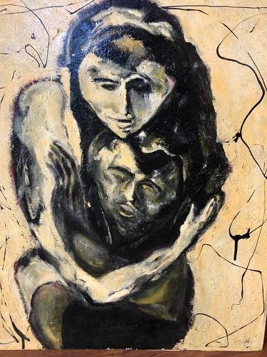 “The Embrace” By Abstract Master Max Kassler 1905-1992 Oil 24x20”