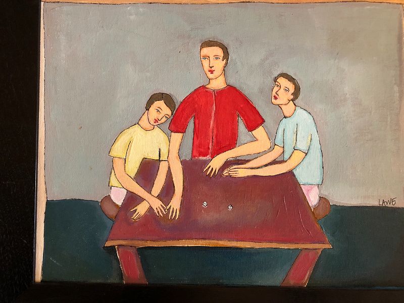 “The Dice Table” By Master American Artist Anne Lane 11x14”