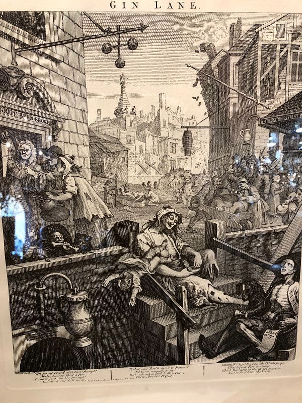 Hogarth Engraving titled “Gin Lane” 16x13”