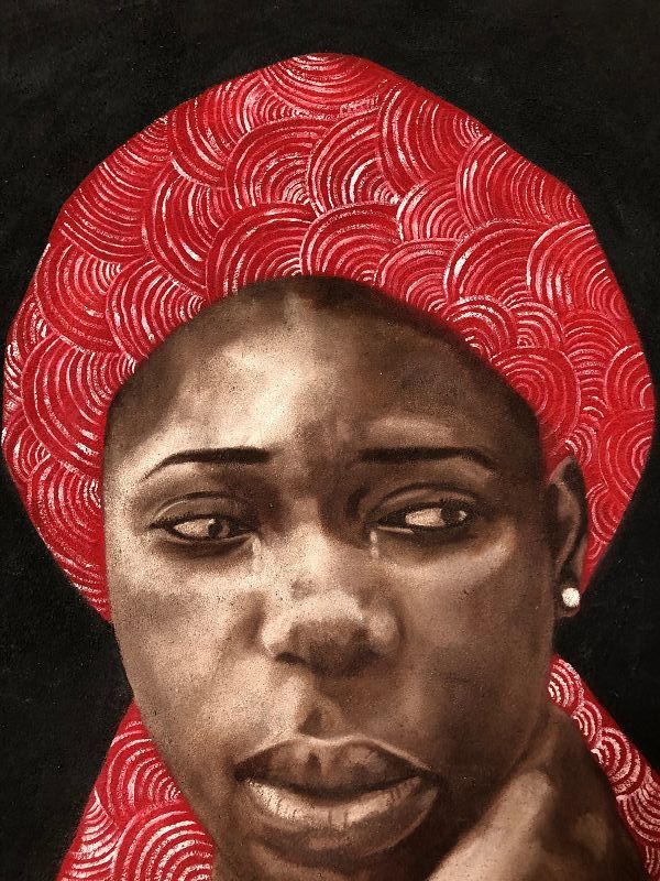 Nigerian Artist Nwabuele Oil On Canvas “Melancholy” 29x26”