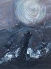 Unsigned Abstract Moonscape Oil on Board 27.5" X 23.5"