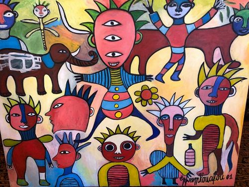 Ephrem Kouakou Abstraction African Artist Oil 40x50"