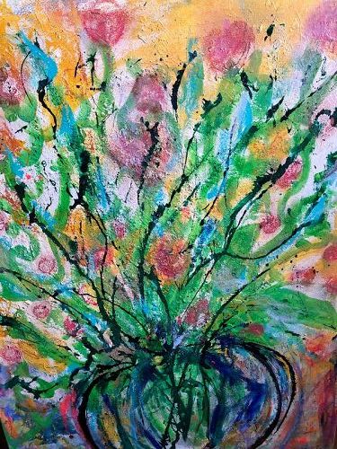 Robin Sutliff Washington DC Artist “Sunset Bouquet” Oil 48x36”