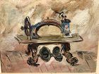 Edward Rosenfeld 1906-1983 American I “The Sewing Machine”?Oil 16x20”