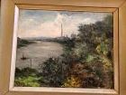 French Landscape circa 1890 Signed Reuchler 13x16” Oil on Panel