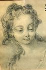 Eighteenth Century Portrait Drawing Unsigned In Conté Crayon 16x13”