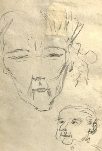 Arthur Beecher Carles 1882-1952 Study of Two Portraits Graphite 15x12”