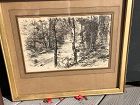 Forest” Etching Signed A.B.C. Measuring 17x21 inches