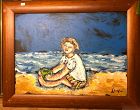 “The Hampton Beach Boy” By Anne Lane,Oil 18x24”
