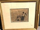 Nineteenth Century Drawing“French Country Women” 7x9”