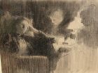 Milton Bancroft 1866-1947 American Artist “Interior Figures” drawing