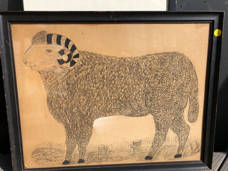 1904 Dated “Sheep” Large Drawing In Pencil Unsigned 18x22”