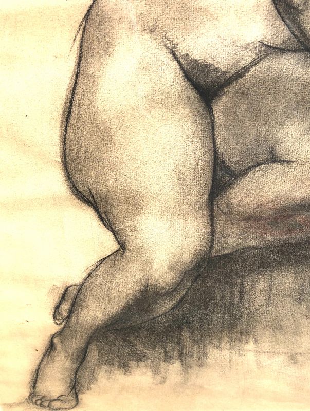 Nude Study In Charcoal By G.Seitz Dated 1953 24x16”