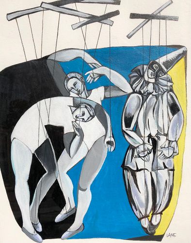 Anne Lane “Acrobats” Acrylic on paper 16x13”