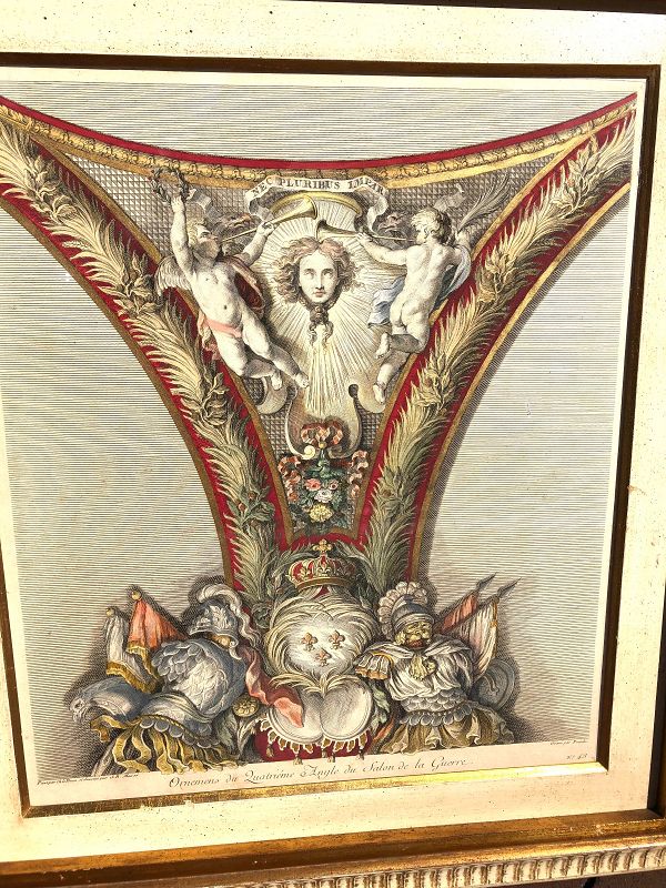 French Ornamental Design Engraving Of The18th Century 16x14” (item
