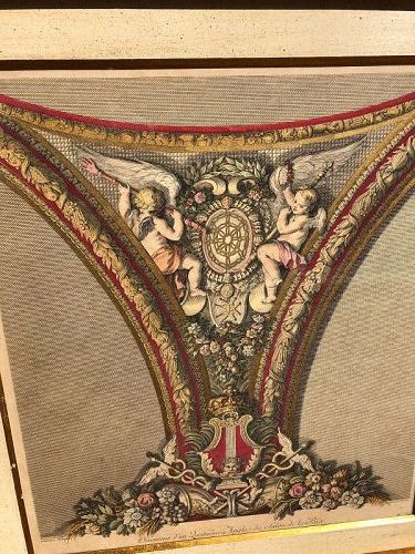 French Ornamental Design Engraving FromThe 18th Century 16x14” framed