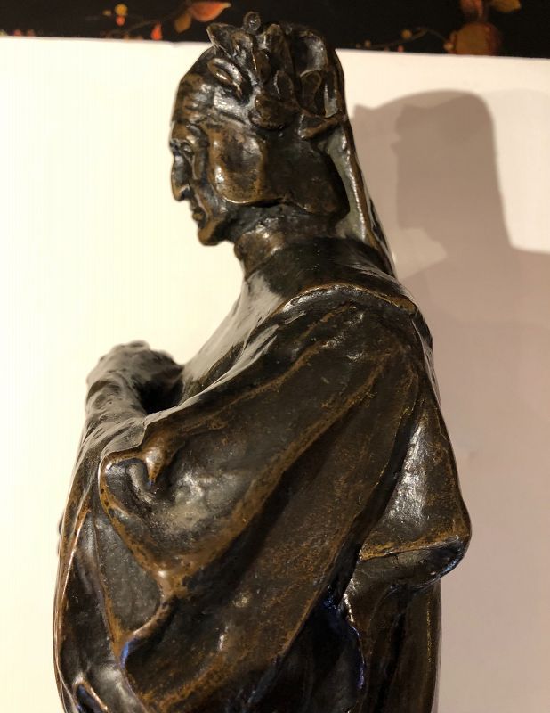 Important Bronze “Dante Alighieri” By Ettore Ximenes 1855-1926 17x6”